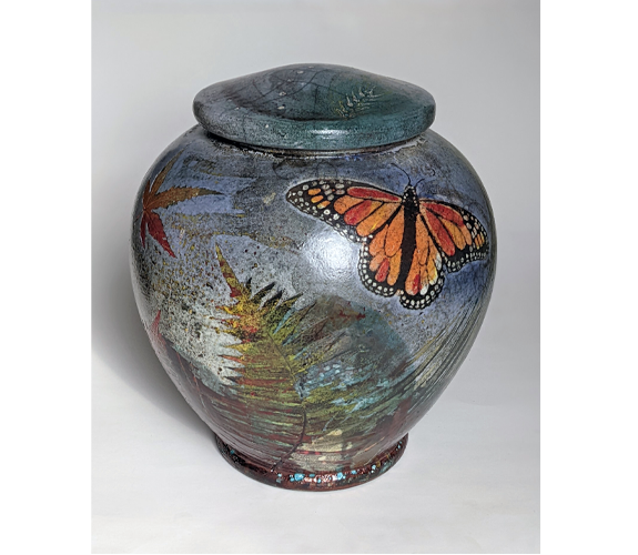 "Butterfly & Grasses Urn w/lid" - Dave & Boni Deal